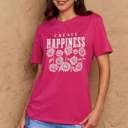 Simply Love Full Size CREATE HAPPINESS Graphic Cotton T-Shirt