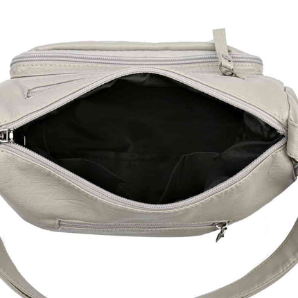 Multi-Pocket PU Leather Crossbody Bag