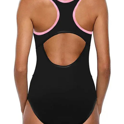 Traje de baño de una pieza con espalda cruzada y abertura en bloques de color 