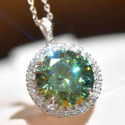10 Carat Moissanite Pendant Platinum-Plated Necklace