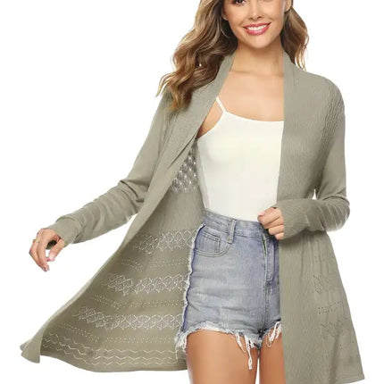 Cárdigan de manga larga de punto abierto para mujer 