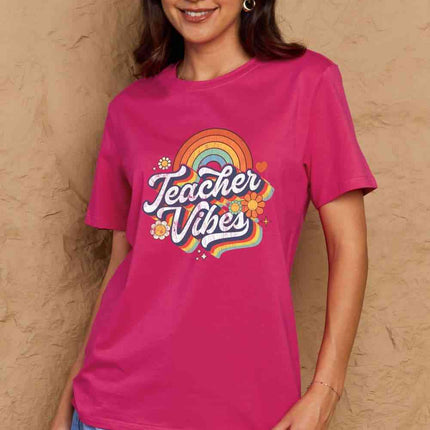 Simply Love Full Size TEACHER VIBES Graphic Cotton T-Shirt