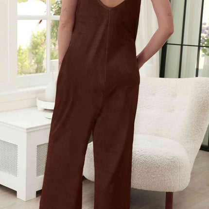 Scoop Neck Spaghetti Strap Pocket Jumpsuit