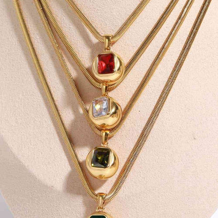 Zircon 18K Gold-Plated Geometrical Shape Pendant Necklace