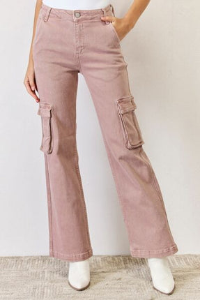 RISEN Full Size High Rise Cargo Wide Leg Jeans