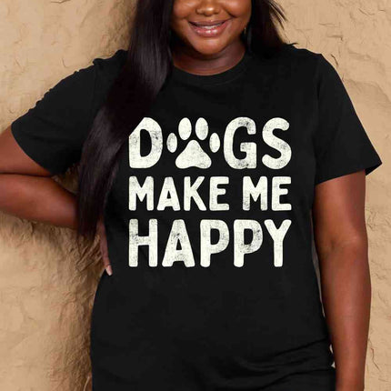 Simply Love Full Size DOGS MAKE ME HAPPY Graphic Cotton T-Shirt