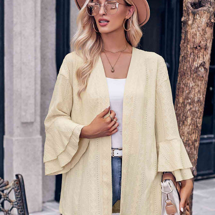 Eyelet Bell Sleeve Cardigan