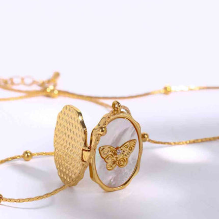 Butterfly Shell Pendant Copper Necklace