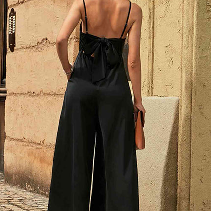 Spaghetti Strap Tied Seam Detail Jumpsuit