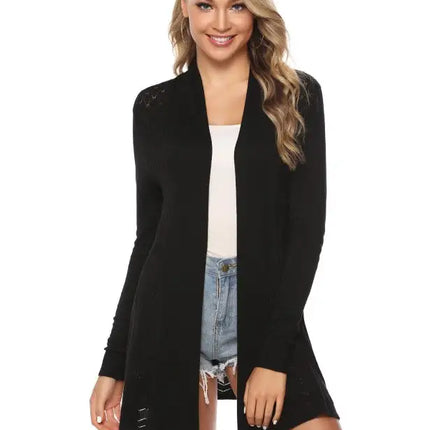 Cárdigan de manga larga de punto abierto para mujer 