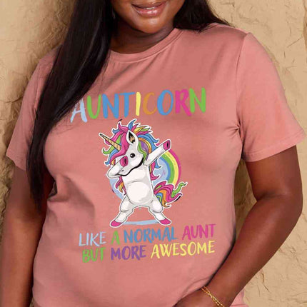 Simply Love Full Size AUNTICORN LIKE A NORMAL AUNT BUT MORE AWESOME Graphic Cotton Tee