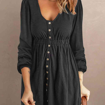 Scoop Neck Empire Waist Long Sleeve Mini Dress