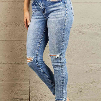 BAYEAS Mid Rise Distressed Skinny Jeans