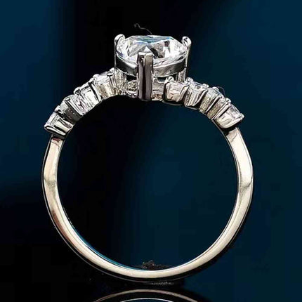 1 Carat Moissanite Heart 925 Sterling Silver Ring