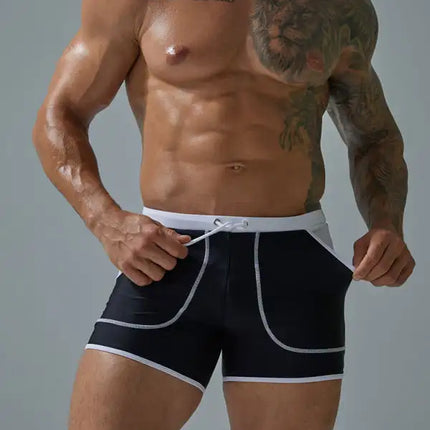 Bañador tipo bóxer de nailon con bolsillo grande para hombre 