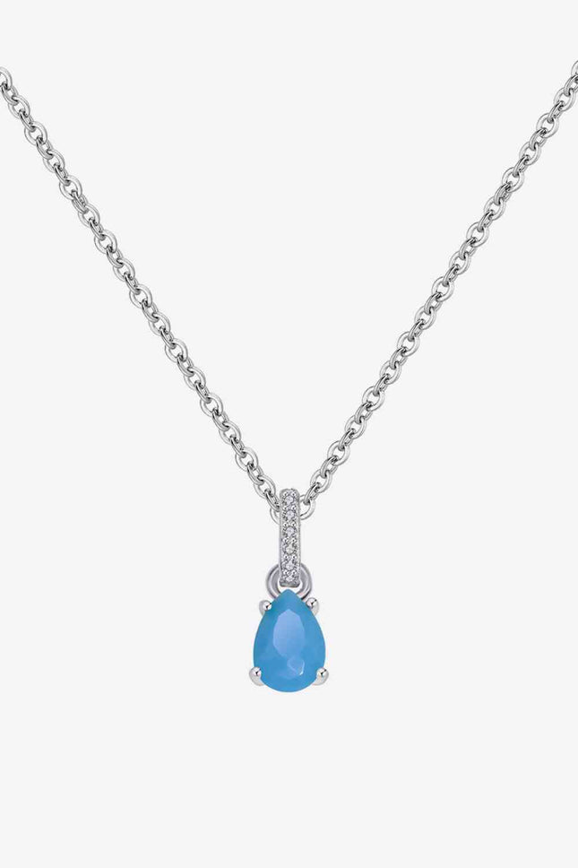 Teardrop Turquoise 4-Prong Pendant Necklace