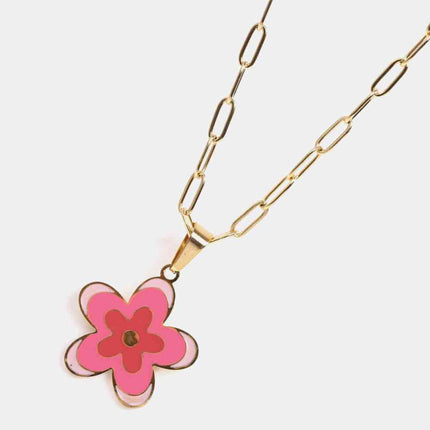 Flower Pendant Stainless Steel Necklace