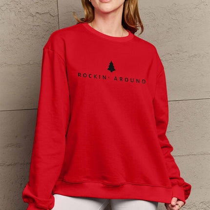 Simply Love Full Size ROCKIN AROUND  Long Sleeve Sweatshirt