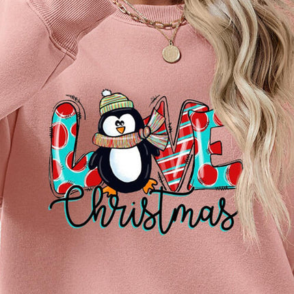 LIVE CHRISTMAS Drop Shoulder Round Neck Sweatshirt