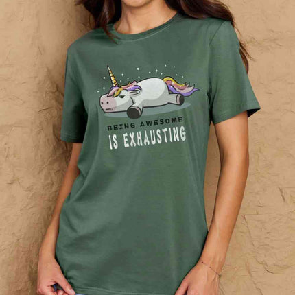 Simply Love Full Size BEING AWESOME IS EXHAUSTING Graphic Cotton Tee
