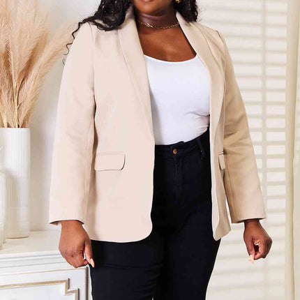 Double Take Shawl Collar Long Sleeve Blazer - Vickie Lynn's
