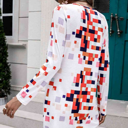 Rainbow Checker Twisted Long Sleeve Dress