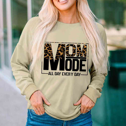 Letter Graphic Leopard Dropped Shoulder Sweatshirt
