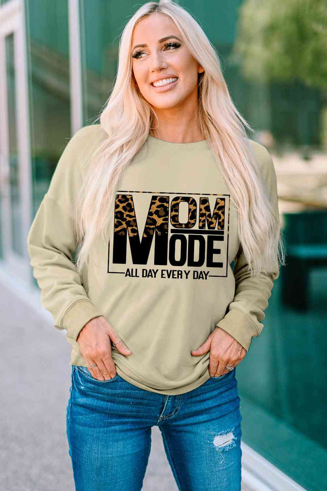 Letter Graphic Leopard Dropped Shoulder Sweatshirt