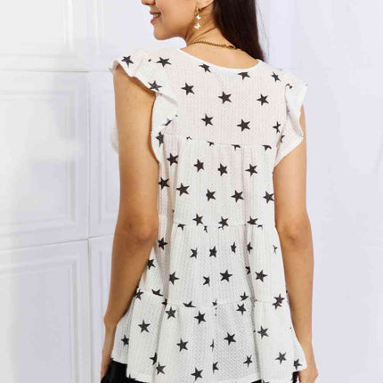 Heimish Shine Bright Full Size Butterfly Sleeve Star Print Top
