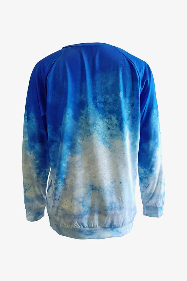 Tie-Dye Butterfly Graphic Raglan Sleeve Sweatshirt