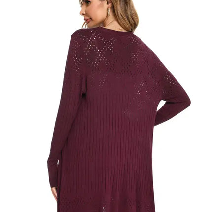 Cárdigan de manga larga de punto abierto para mujer 