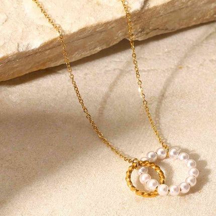 Pearl Hoop Link Pendant Necklace