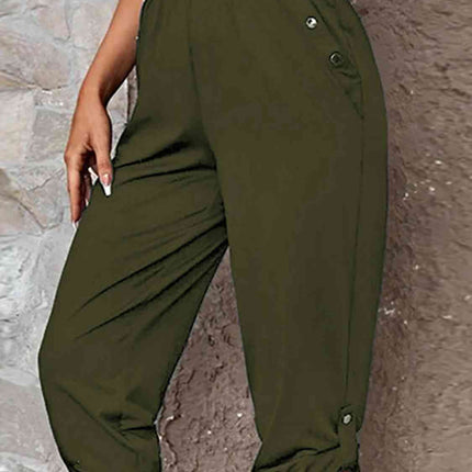 Full Size Roll-Tab Capris Pants