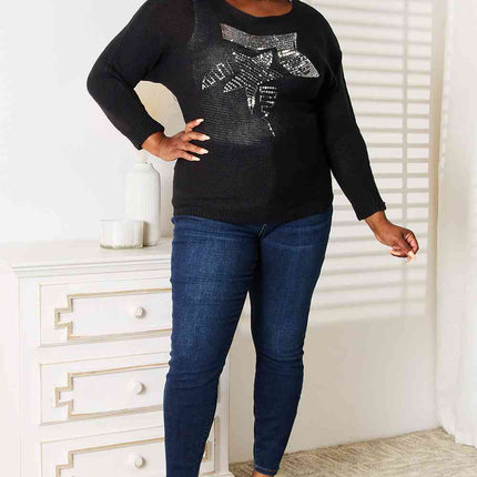 Double Take Sequin Graphic Dolman Sleeve Knit Top - Vickie Lynn's