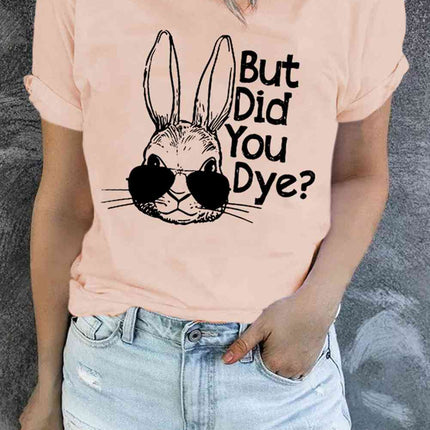 Easter Rabbit Graphic Round Neck Tee Shirt