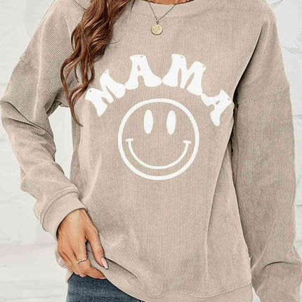 Round Neck Long Sleeve MAMA Graphic Sweatshirt