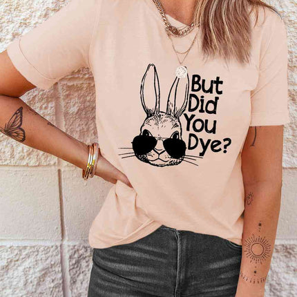 Easter Rabbit Graphic Round Neck Tee Shirt
