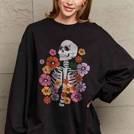 Simply Love Simply Love Full Size Flower Skeleton Graphic Sweatshirt