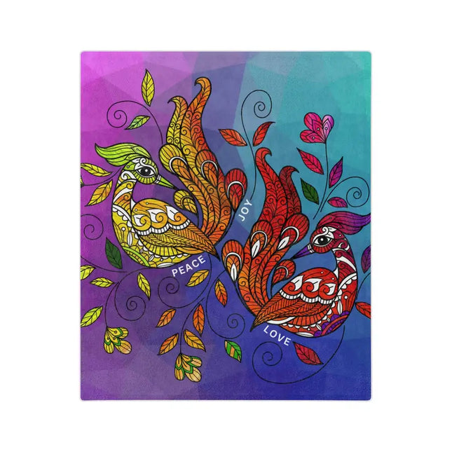 Uniquely You Velveteen Throw Blanket, Multicolor Wild Peacocks Print, v2