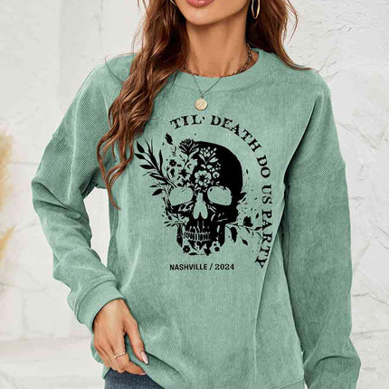 Skull Graphic Dropped Shoulder Sweatshirt