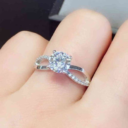 2 Carat Moissanite Crisscross 925 Sterling Silver Ring