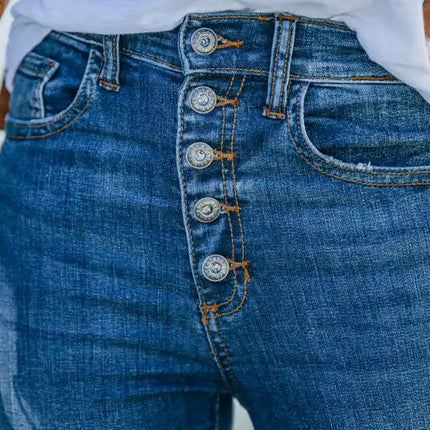 Women's All-Match Skinny, Ripped, One-Breasted Jeans With Drag Pants