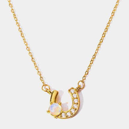 Horseshoe Shape Copper 14K Gold Plated Pendant Necklace