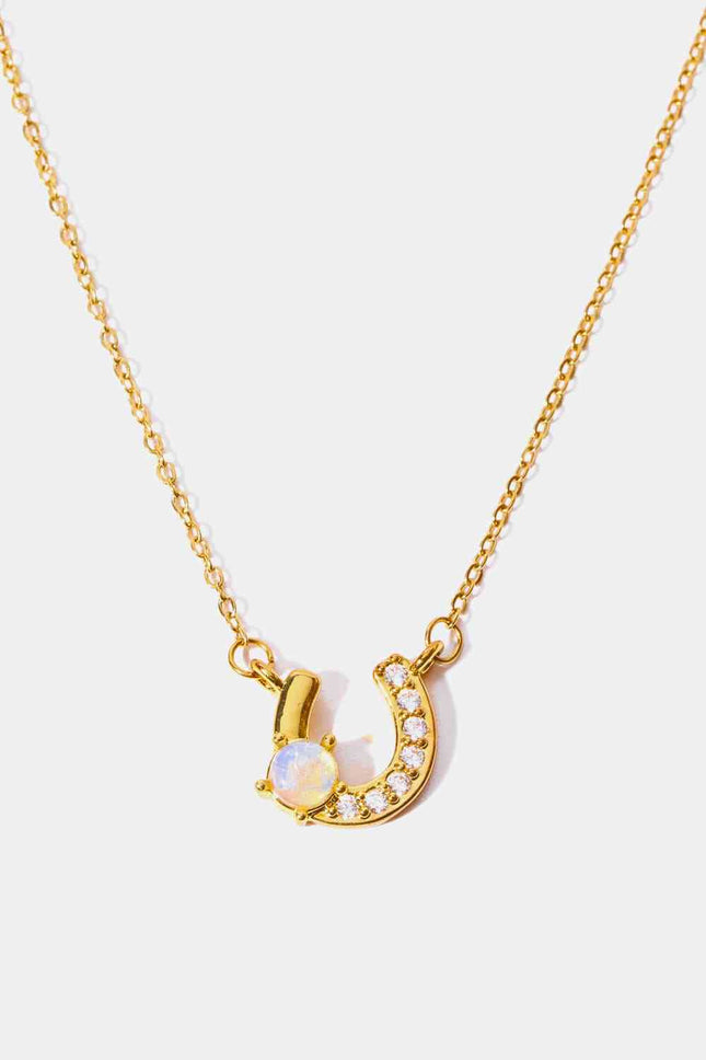 Horseshoe Shape Copper 14K Gold Plated Pendant Necklace