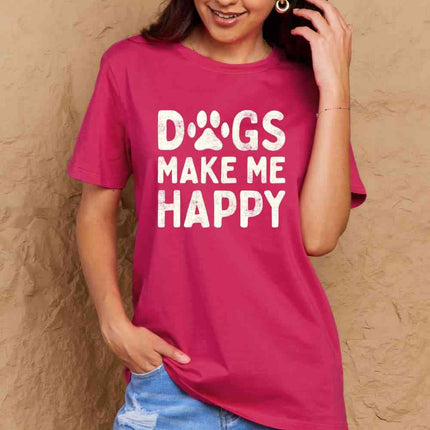Simply Love Full Size DOGS MAKE ME HAPPY Graphic Cotton T-Shirt