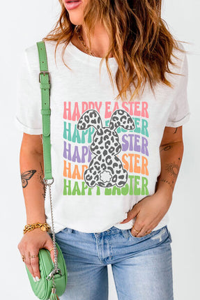 HAPPY EASTER Round Neck Short Sleeve T-Shirt - Vickie Lynn's