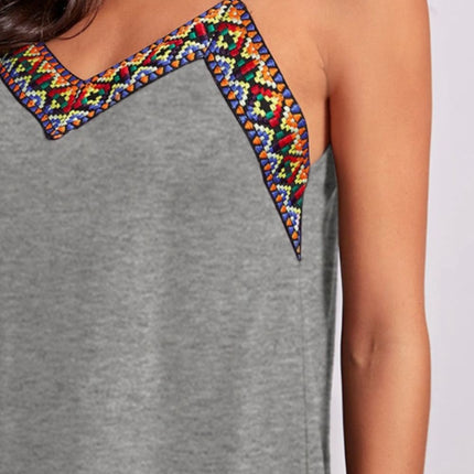 Geometric V-Neck Spaghetti Strap Cami