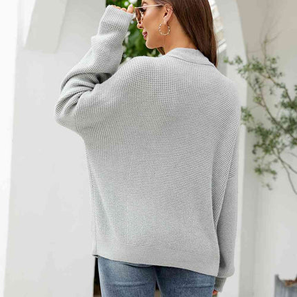 Button Up Drop Shoulder Long Sleeve Cardigan