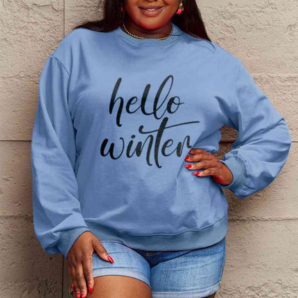 Simply Love Full Size HELLO WINTER Graphic Sweatshirt