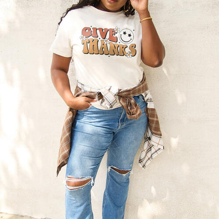 Simply Love Full Size GIVE THANKS Short Sleeve T-Shirt